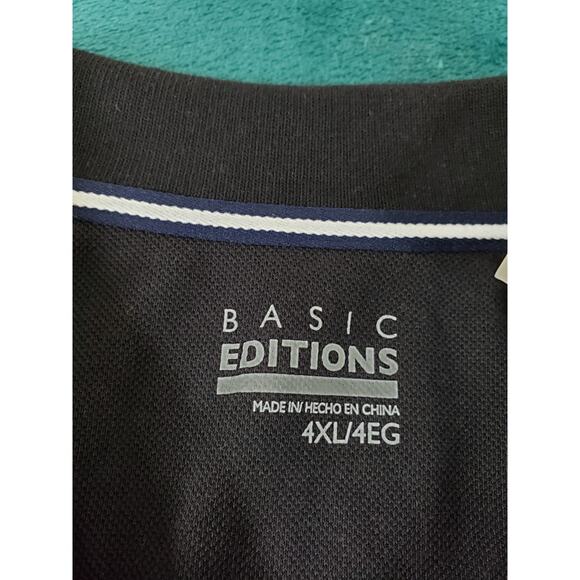 Basic Editions Polo Shirt Size 4XL XXXXL Men Black Short Sleeve Preppy NWT - Picture 4 of 9